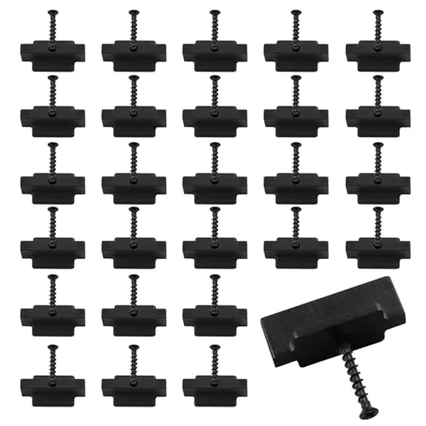 Polifish 100-pack black hidden deck fastener clips with stainless screws for composite decking