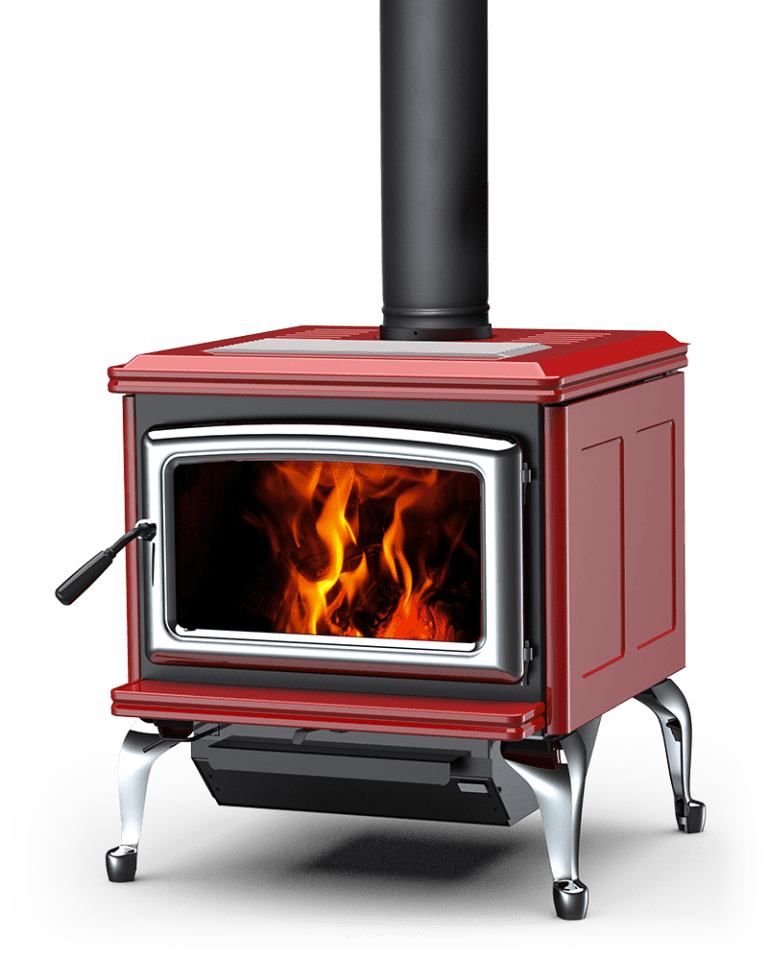 Red Enamel Wood Burning Stove