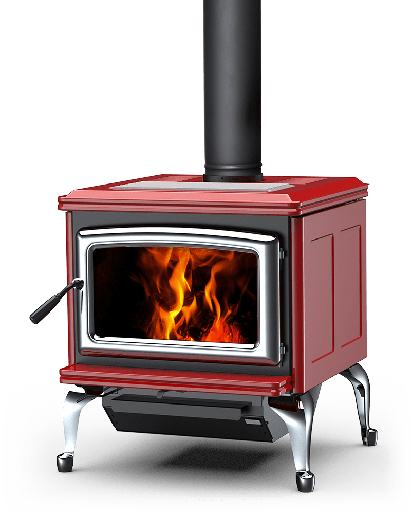 Red Enamel Wood Burning Stove