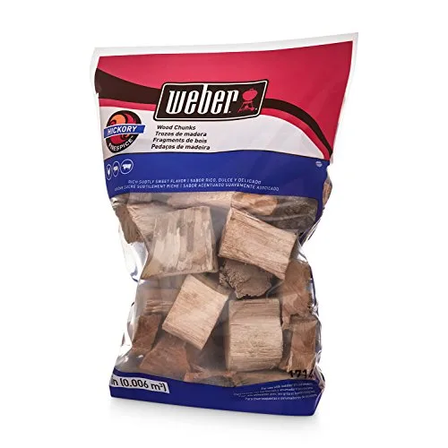 Weber Hickory Wood Chunks, 4 lb bag, for smoking beef and brisket