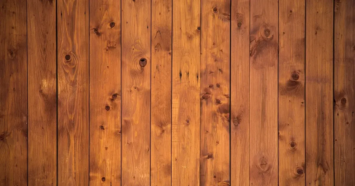 Stained wood planks in warm brown tones
