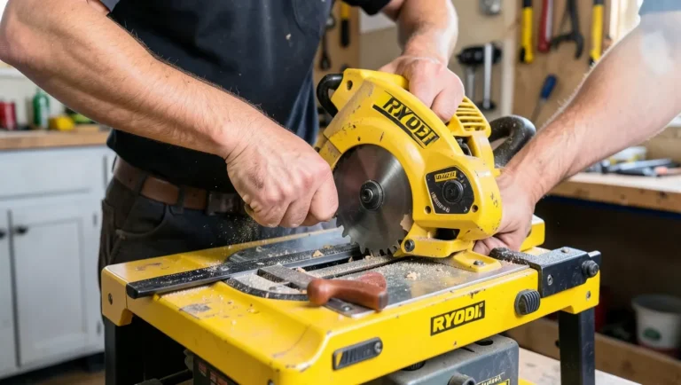 Replacing a blade on a Ryobi table saw