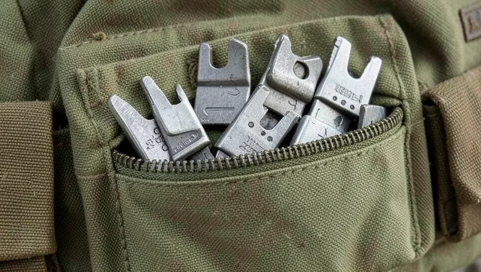 An accessory pocket keeps spare blades organized and protected