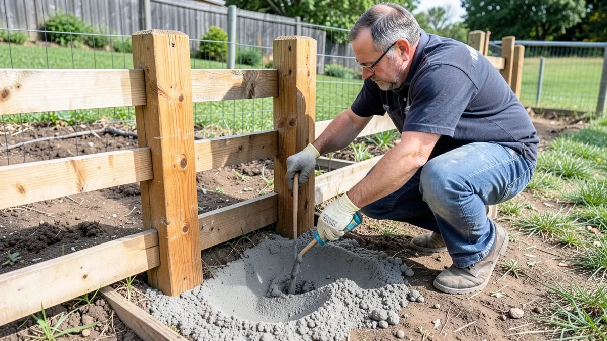 Setting a 4x4 pressure treated fence post in concrete