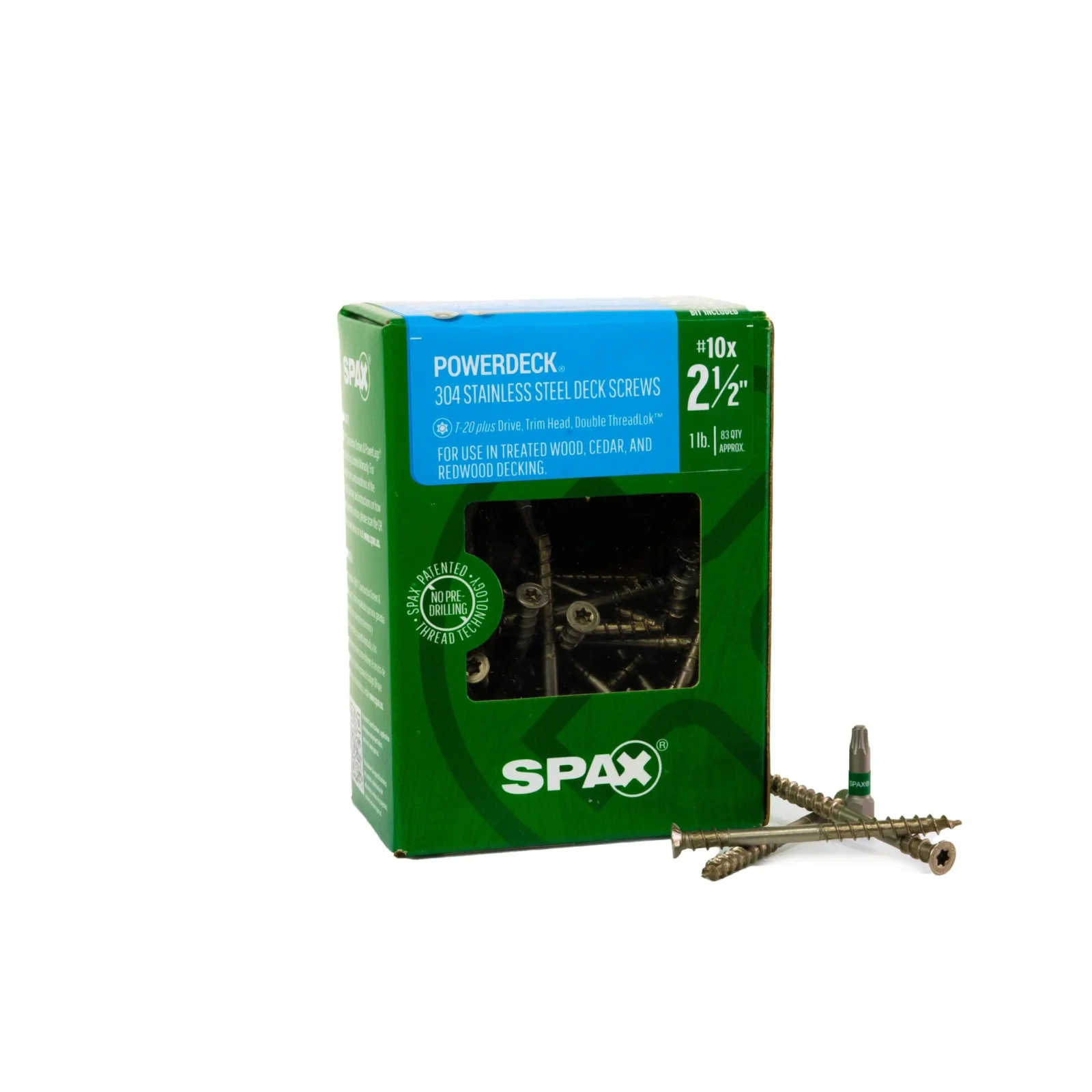 SPAX PowerDeck 304 stainless steel deck screws rated for treated wood, cedar, and redwood