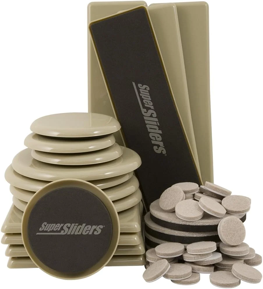 SuperSliders 52-piece furniture moving kit with felt and plastic sliders