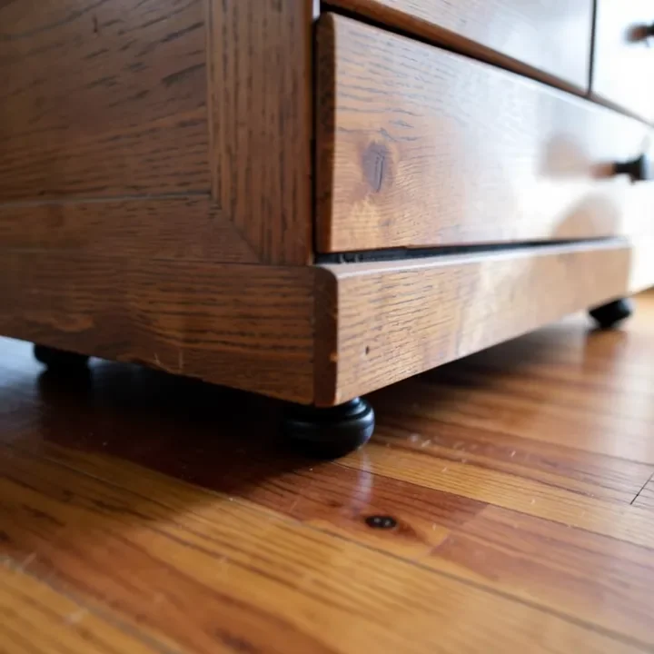 Sliding a heavy dresser across a hardwood floor using furniture sliders