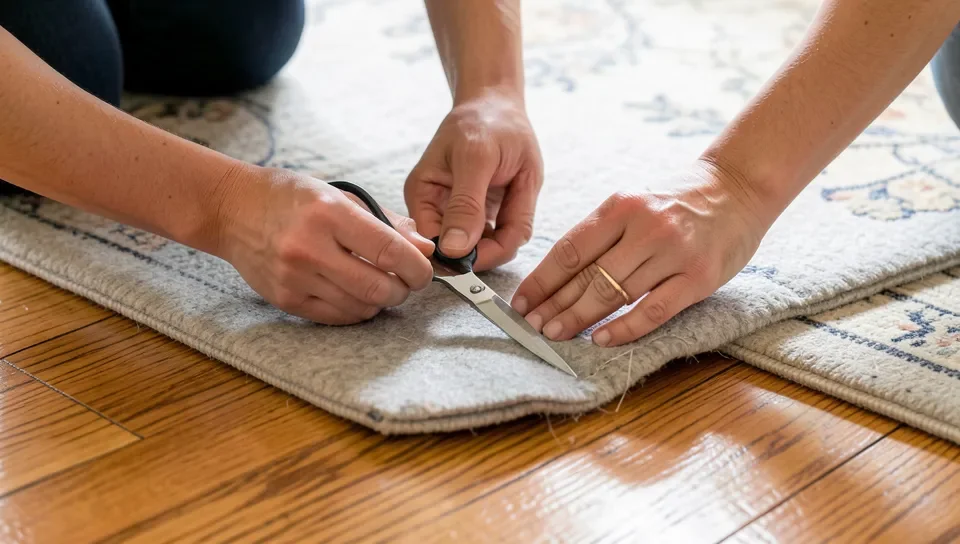 Trimming a rug pad to fit under a rug