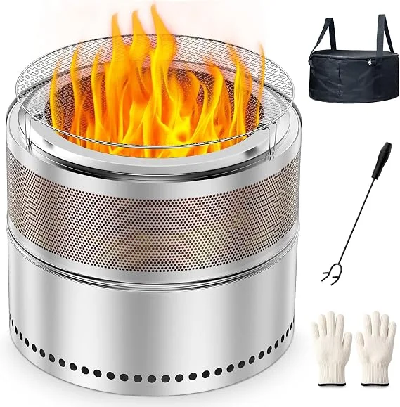 VICEARTH 20-Inch Smokeless Portable Wood-Burning Fire Pit