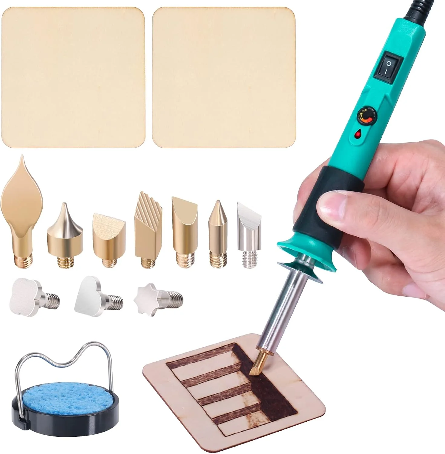YIHUA 930-IV pyrography wood burning pen kit with tips and stand