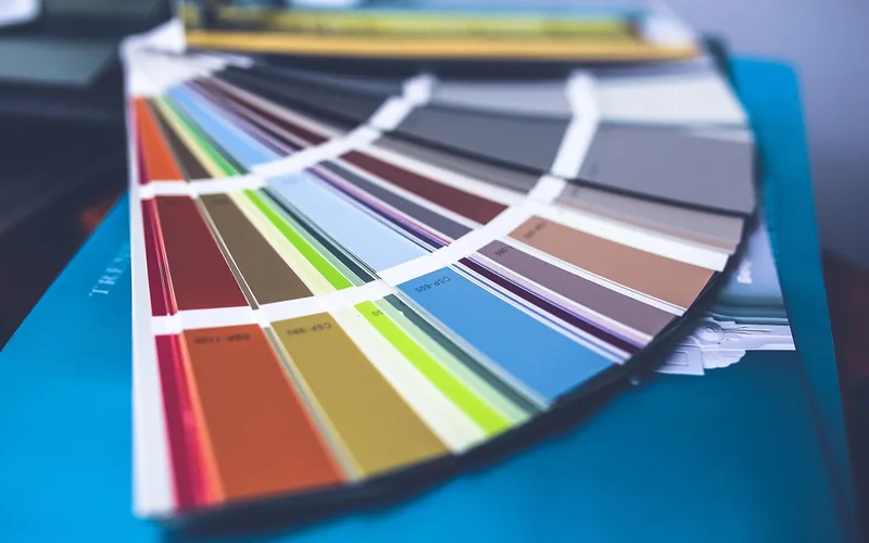 paint color swatch fan deck used to match a wall color for a touch-up