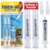 Slobproof refillable touch-up paint pen with precision brush tip