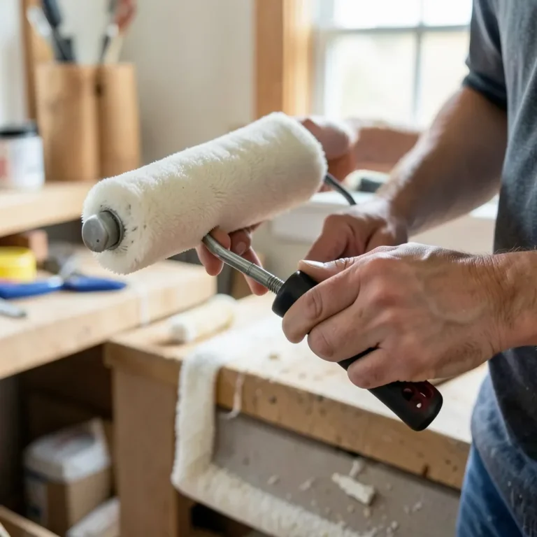 Attaching a paint roller frame onto its threaded handle
