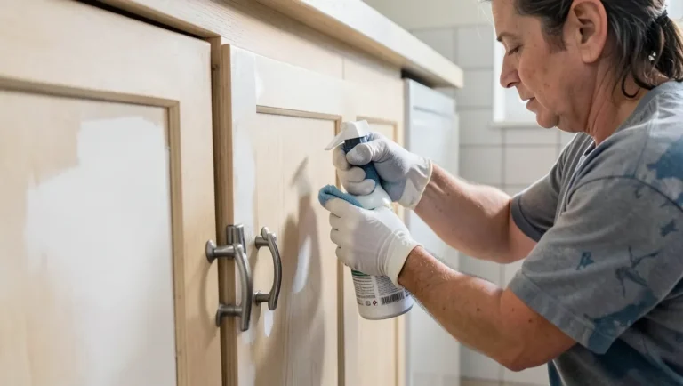 Degreasing kitchen cabinets is the real key step before painting
