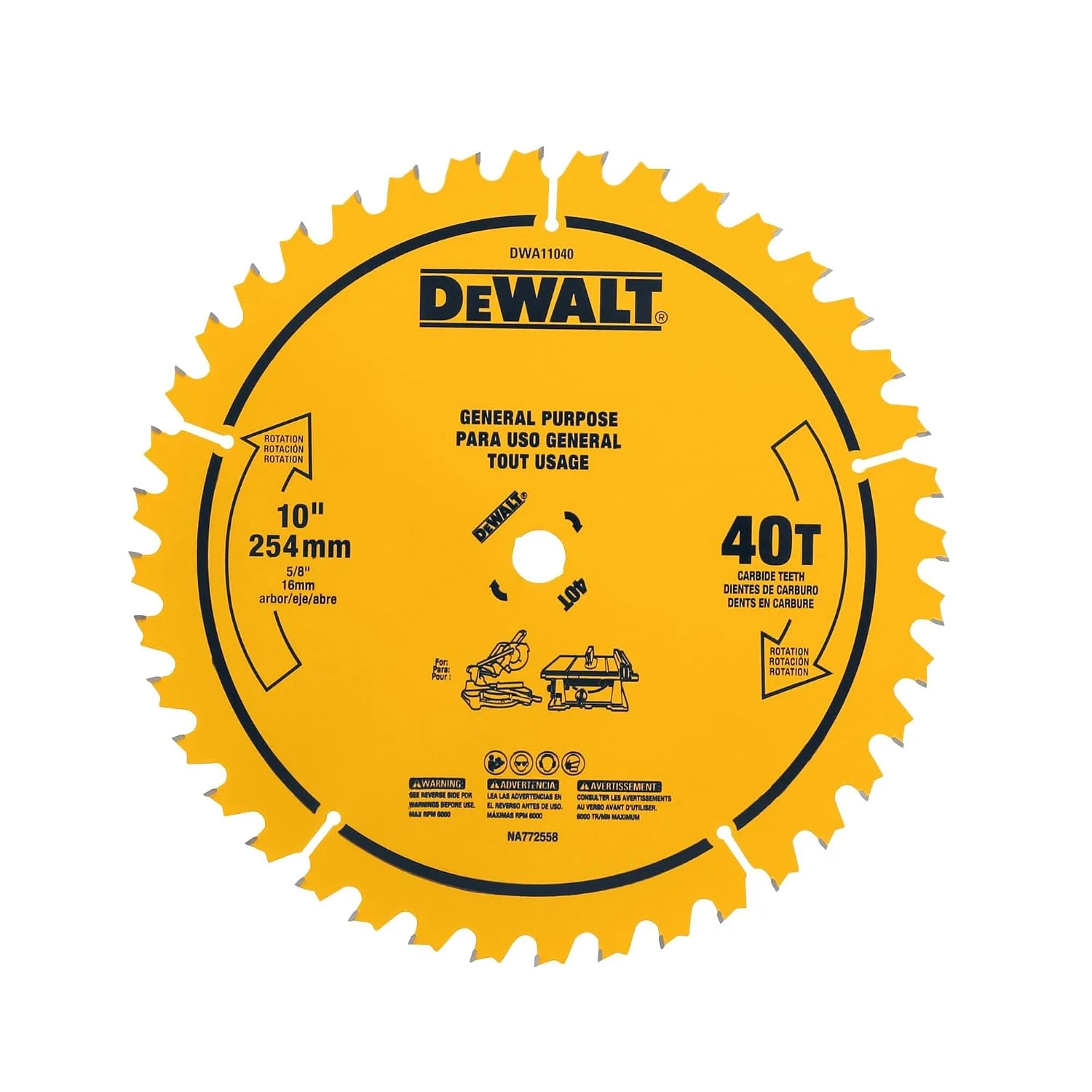 DEWALT DWA11040 10-inch 40-tooth table saw blade
