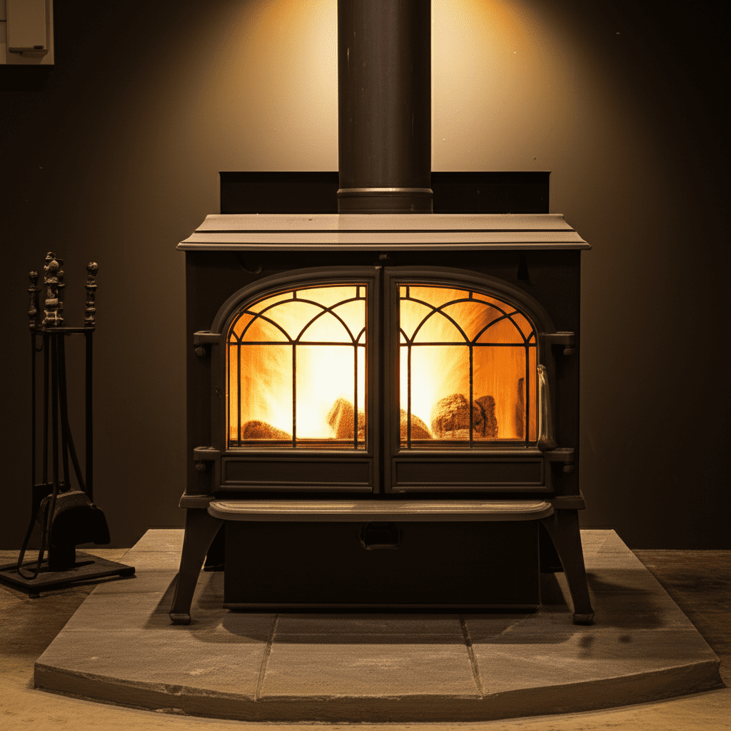 Generate a high-quality, relevant image prompt for an article about: Will a Wood Stove in the Baseme