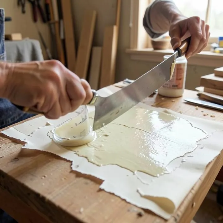 Applying penetrating sealer over leftover wallpaper glue residue and torn drywall paper