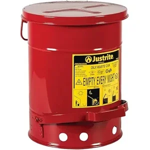 Justrite 6 gallon galvanized steel oily waste can