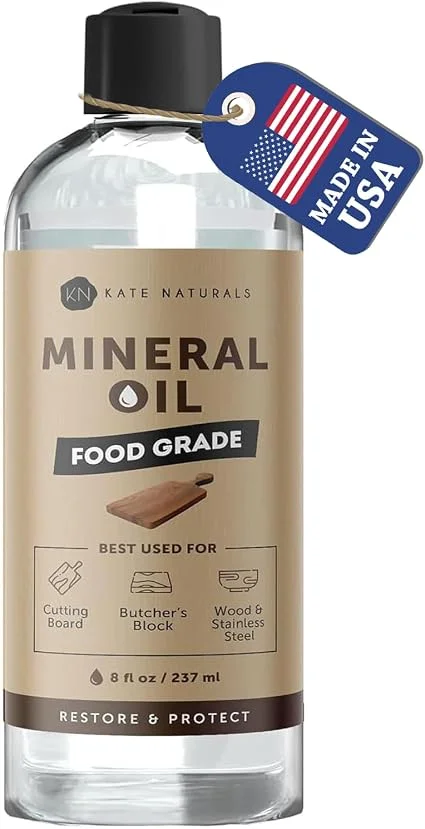 Kate Naturals food grade mineral oil for wood cutting boards, 8oz