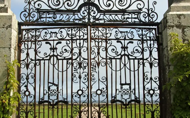 Detail of an old metal door frame