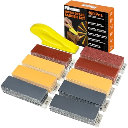 Mini detail sanding kit with sanding block for furniture edges
