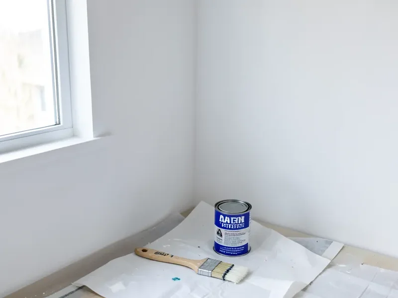 Freshly painted wall corner after treating a water stain