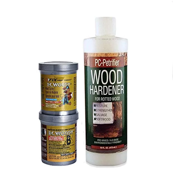 PC-Products wood repair epoxy paste and wood hardener kit