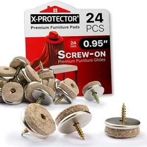 X-Protector 24-pack screw-on felt chair glides