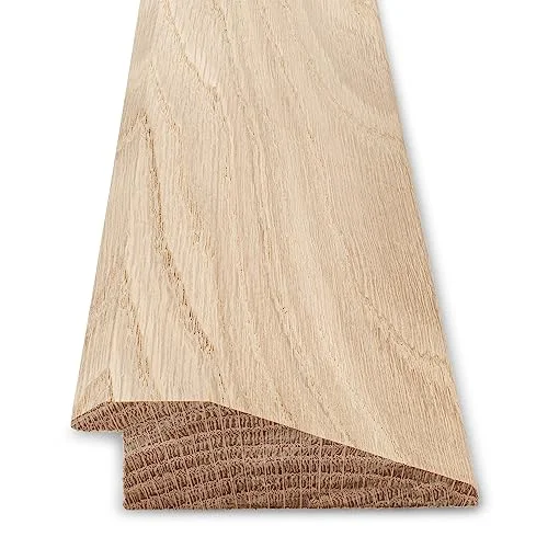 Solid oak wood floor transition overlap reducer strip for tile to hardwood height differences