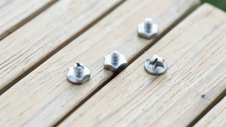 Tamper-resistant star-drive security screws installed in wood deck boards