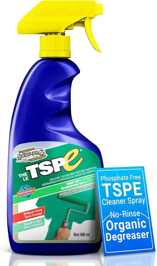 No-rinse TSP alternative degreaser spray for cabinets