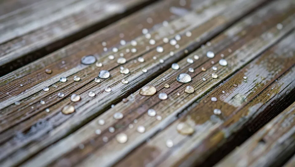The water-bead test: if water beads up instead of soaking in, the wood is not ready to stain yet