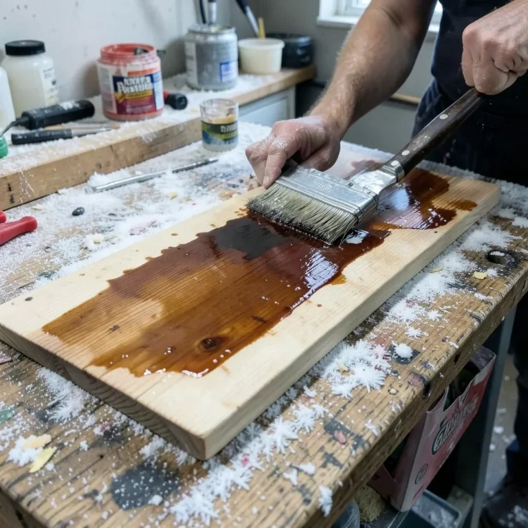 Staining a wood board in cold workshop conditions