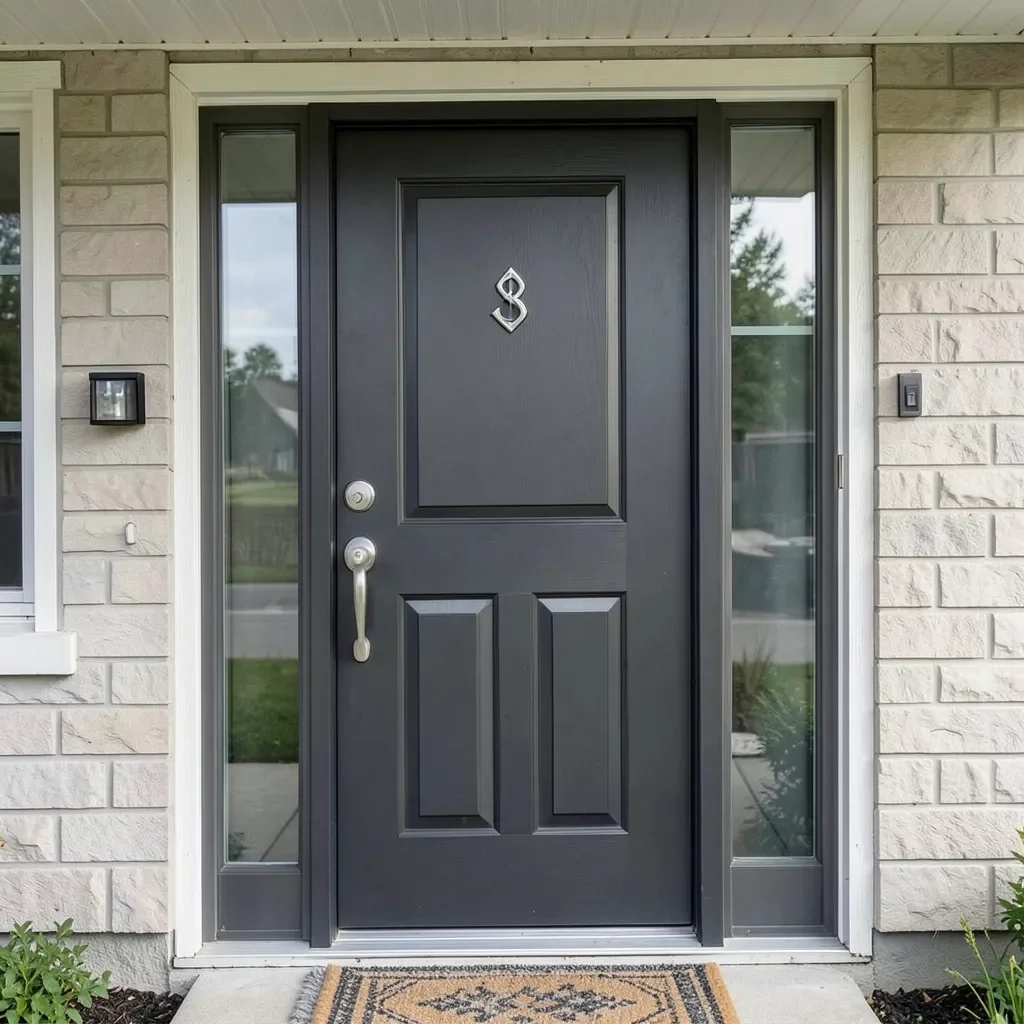 Freshly painted fiberglass entry door