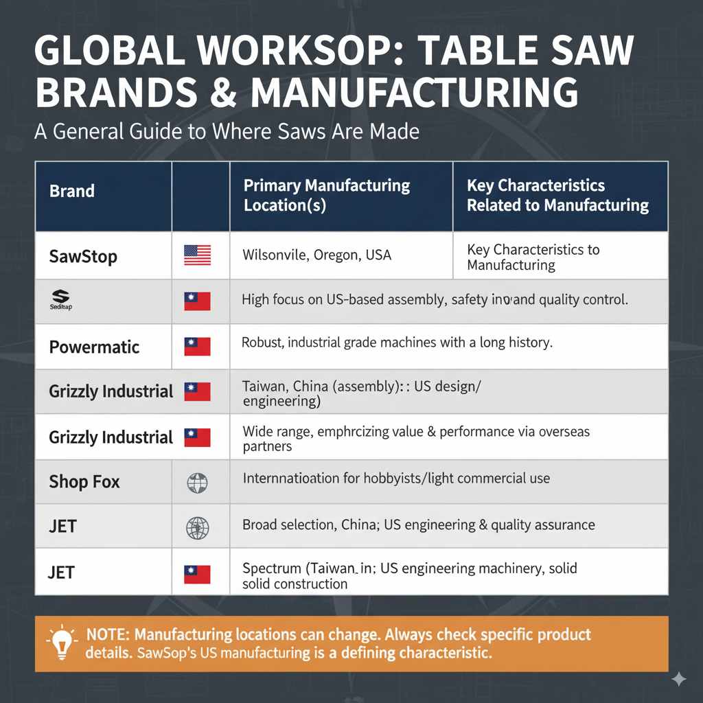 A Table of Similar Saws and Their Manufacturing