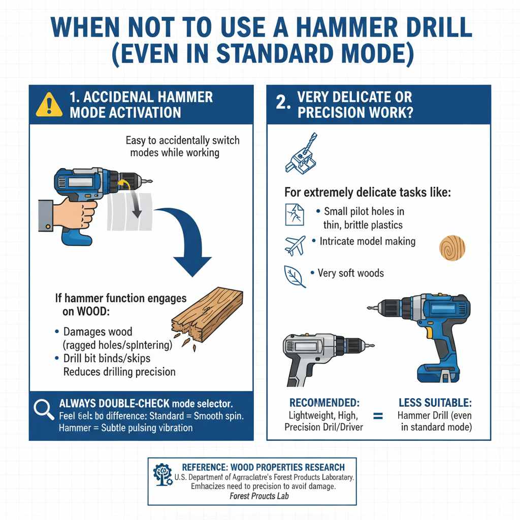 When NOT to Use a Hammer Drill (Even in Standard Mode)