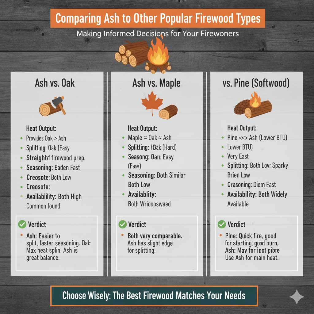 Comparing Ash to Other Popular Firewood Types