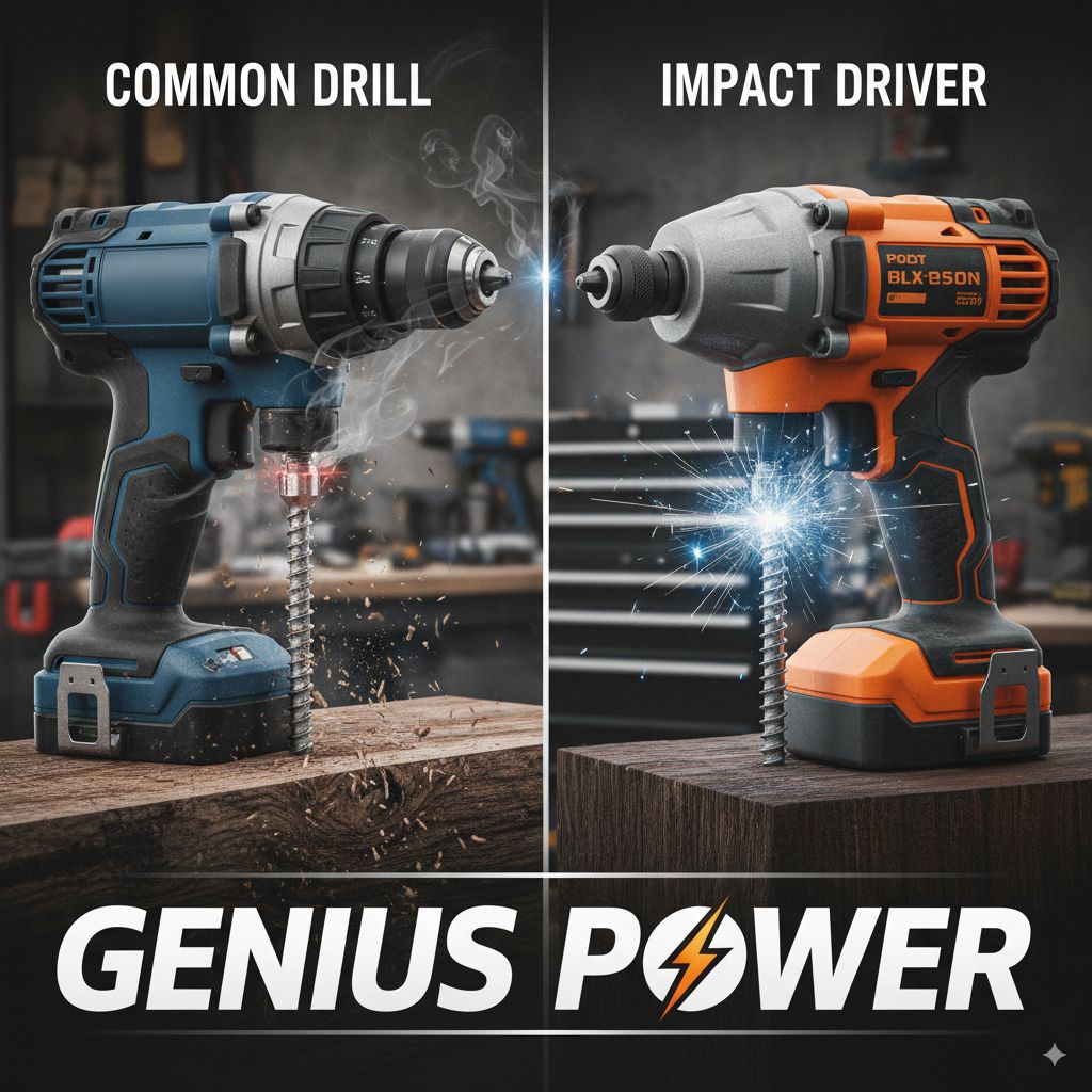 Compared to a Common Drill an Impact Driver Has Genius Power