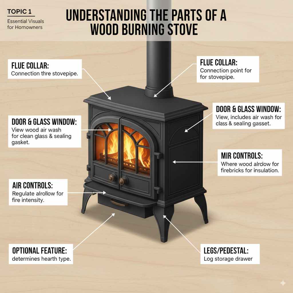 Understanding the Different Parts of a Wood Burning Stove Through Images