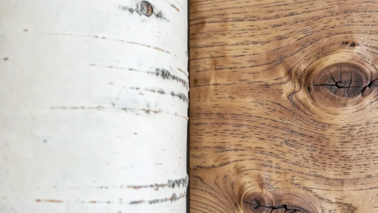 Birch's fine uniform grain next to ash's more open, pronounced grain pattern