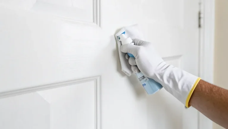 Cleaning a door before painting