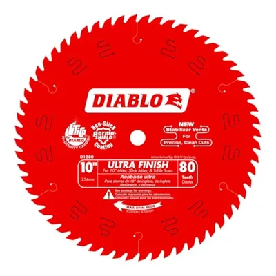Diablo D1080X 10" 80-Tooth Ultra Finish Saw Blade