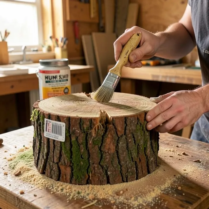 Painting Tree Stumps to Stop Growth painting a tree stump with herbicide stump killer to stop regrowth