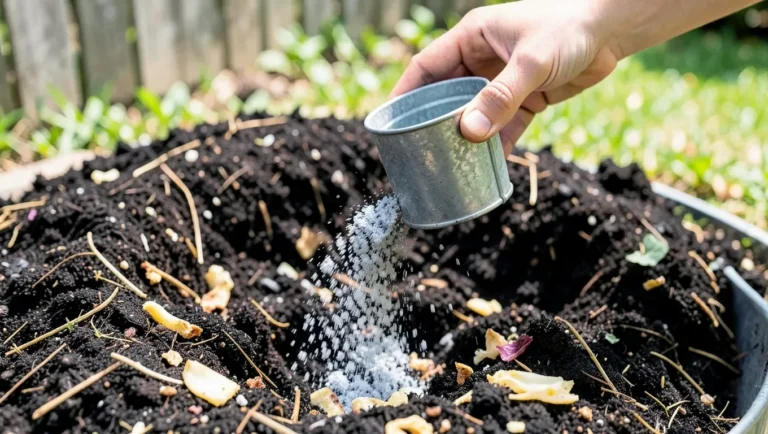 Sprinkling a thin layer of cooled wood ash onto a compost pile