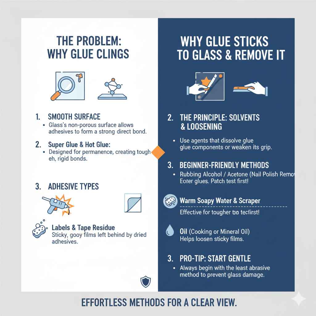 Why Glue Sticks to Glass and How to Remove It