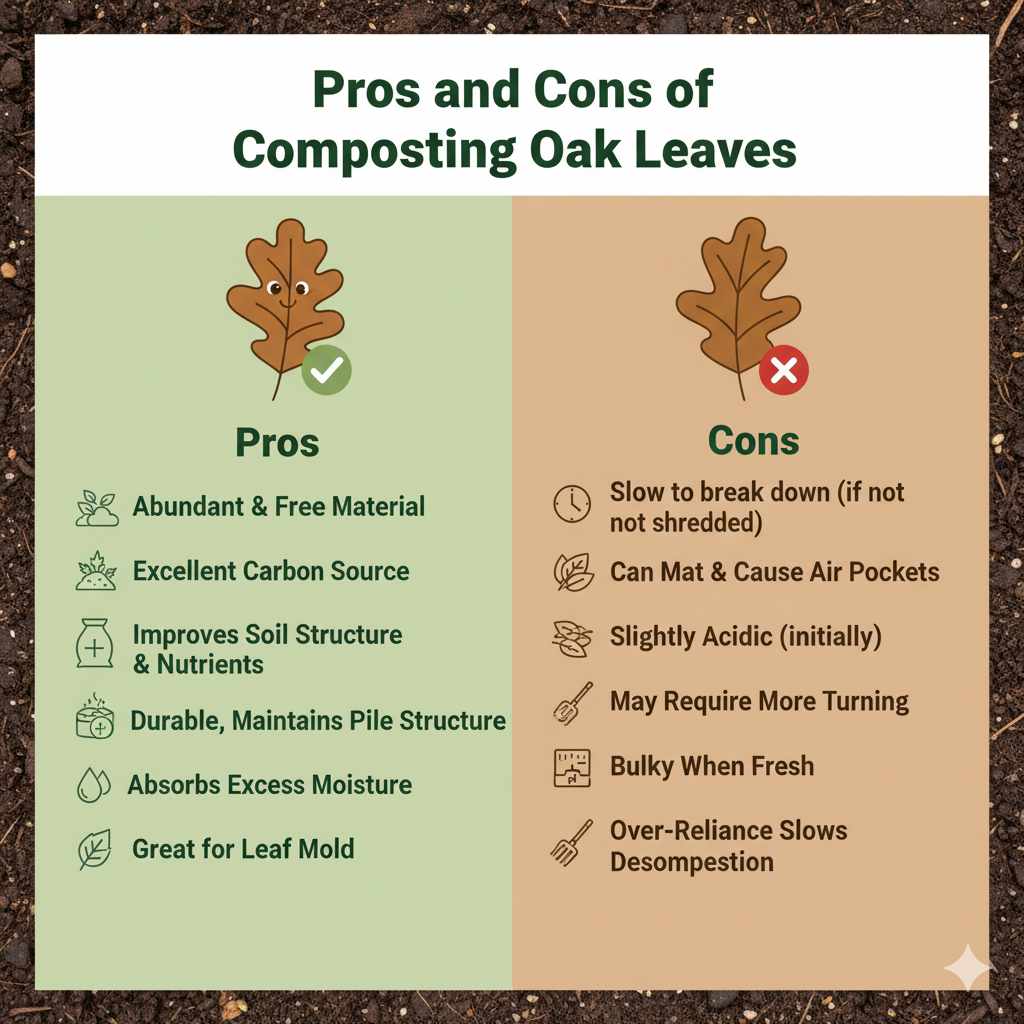 Pros and Cons of Composting Oak Leaves