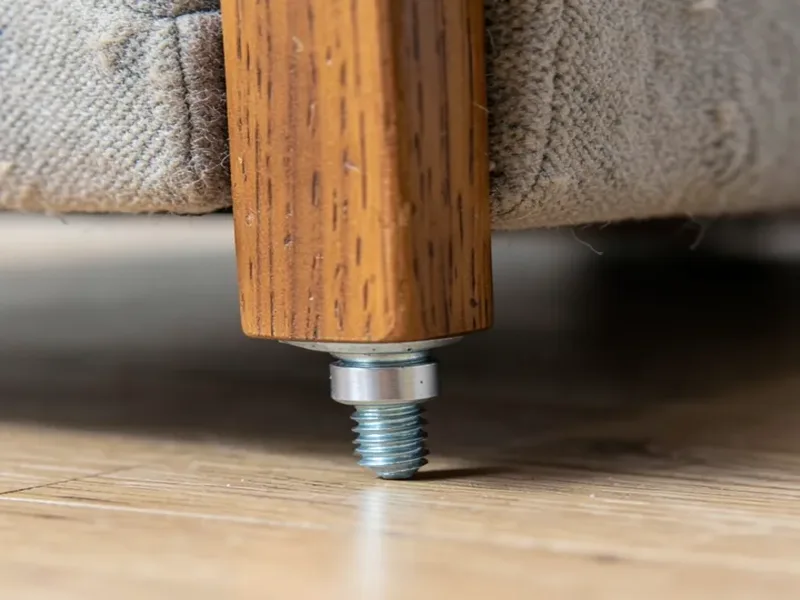 Adjustable felt-tipped glide on a furniture leg