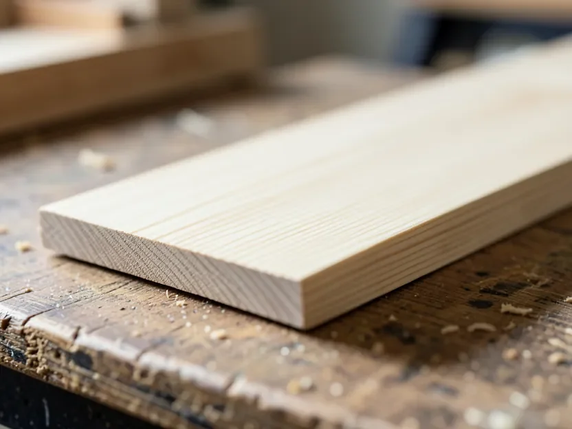 Close-up of ash hardwood board showing straight coarse grain