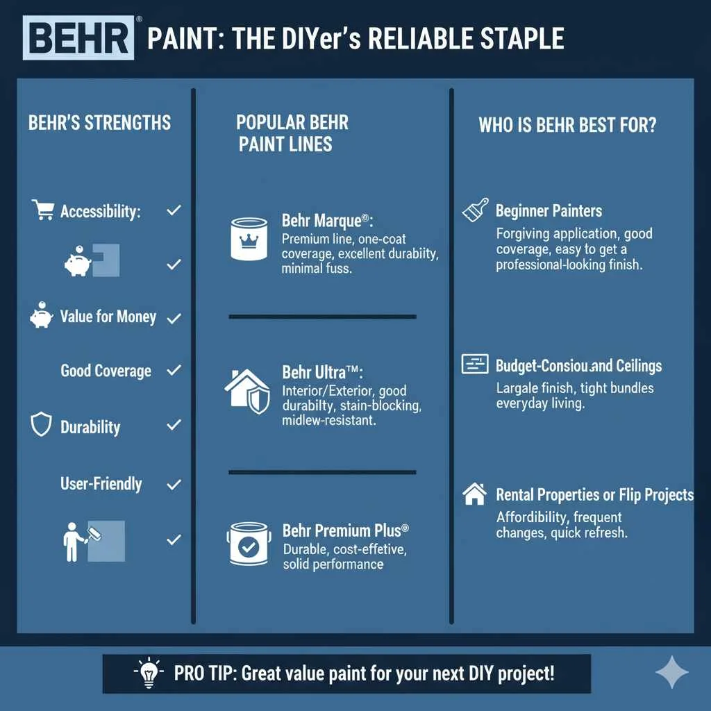 Behr paint can and color swatches