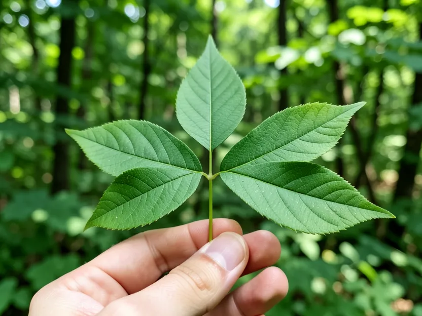 Box elder tree compound leaf with five leaflets for identification